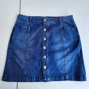 Style & Co Skirt Womens Blue Denim Jeans Stretch Button Front Sz 12